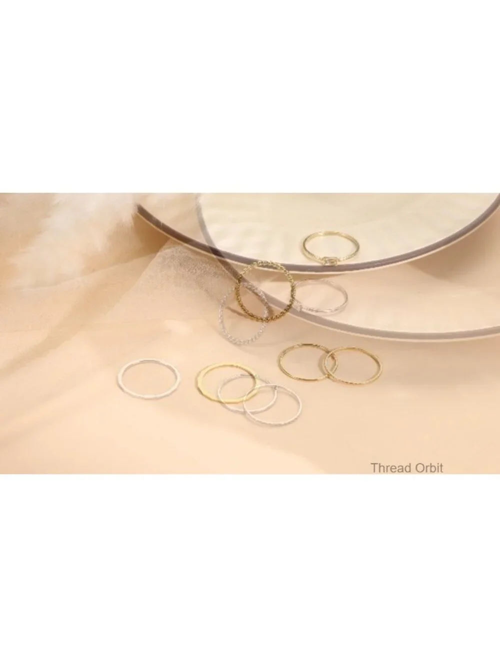14K Gold Plated Stackable Rings Set - 5 Thin Band Rings - Waterproof Stainless